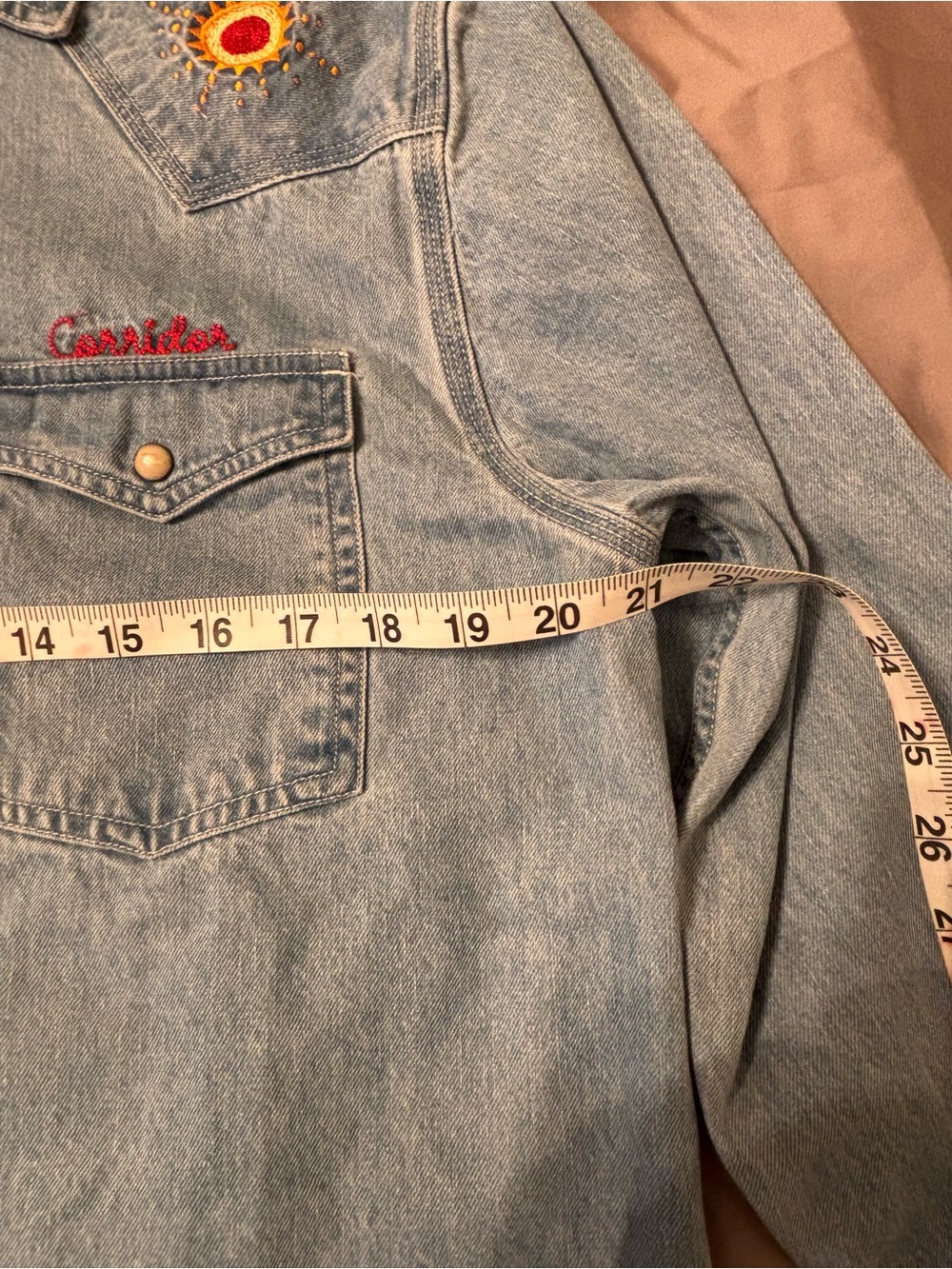 Corridor Sefirot Mountain Embroidered Denim Western Snap Shirt Men’s S - Picture 7 of 16